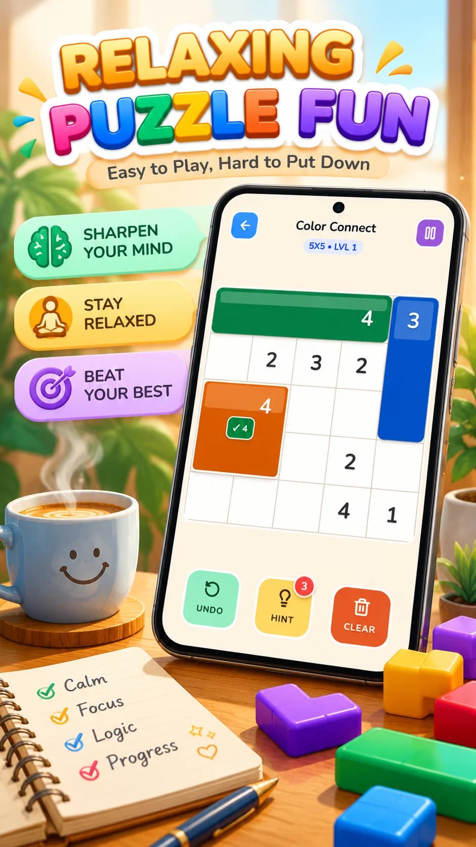 Colorful logic, calm mind — Color Connect promotional screenshot